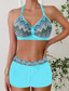 cheap Bikini Sets-Women&#039;s Swimwear Bikini 2 Piece Monokini Cheeky Swimsuit Knitted Vacation Tropical Color Block Stripe Plunge Sleeveless Bathing Suits