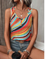cheap Tank Tops &amp; Camis-Women&#039;s Camisole Tank Top Striped Color Gradient Stylish Casual Sleeveless V Neck Regular Tops Daily Going out Print Orange Summer