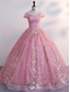 cheap Prom Dresses-Ball Gown A-Line Quinceanera Dresses Elegant Dress Wedding Wedding Guest Floor Length Sleeveless Off Shoulder Lace Backless with Pleats Sequin