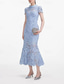 cheap Cocktail Dresses-Mermaid / Trumpet Cocktail Dresses Elegant Dress Wedding Evening Party Tea Length Short Sleeve High Neck Lace with Appliques Derby Dresses 2025