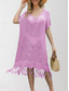 cheap Beach Dresses-Women&#039;s Swimsuits Cover Up Swim Dress Swimsuit Cut Out Fringe Vacation Beach Wear Solid Color V Neck Short Sleeves Bathing Suits