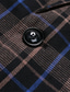 billige Herre Klassiske Blazere-Herre Blazer Virksomhet Cocktailfest Bryllupsfest Mote Fritid Vår Høst Polyester Ruter Lomme Knapper Bekvem Enkeltkneppet Blazer kaffe
