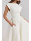 preiswerte Weiße Freizeitkleider-Damen Midikleid Weißes Kleid Mode Modern Geburtstag Abschlussfeier Date Normale Passform Einfach Ärmellos Rundhalsausschnitt Schwarz Hellgrau Beige Sommer