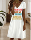 abordables Humour et Citations Robe-Femmes Mini Robe Robe T-Shirt Robe trapèze Robe d&#039;été Occasionnel Quotidien Date Coupe régulière Graphique Lettre Manche Courte Col en V Noir Blanche Bleu Violet Été