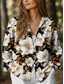 cheap Shirts-Women&#039;s Shirt Blouse Floral Graphic Stylish Casual Long Sleeve Shirt Collar Regular Tops Linen Like Daily Going out Beach Wear Buttons Black Purple Summer Spring