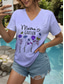 cheap Mother&#039;s Day Top-Mother&#039;s Day Women&#039;s T Shirt Floral Graphic Butterfly Casual Short Sleeve V Neck Regular Tops Daily Weekend Print White Yellow Dusty Rose Dusty Blue Summer Spring