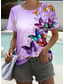 cheap Animals tee-Women&#039;s T Shirt Graphic Animal Stylish Casual Short Sleeve Crew Neck Regular Tops Daily Weekend Print Purple Summer Spring