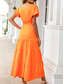 preiswerte Weiße Freizeitkleider-Damen kleid lang Weißes Kleid Sommerkleid Boho-Kleid Elegant Puffärmel Täglich Sommerkleid Lockere Passform Glatt Einfarbig Kurzarm Quadratischer Ausschnitt Schwarz Weiß Orange Sommer