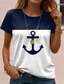 cheap Humor&amp;Quotes tee-Women&#039;s T Shirt Rose Floral Graphic Elegant Vintage Fashion Short Sleeve Round Neck Regular Tops Daily Going out Weekend Print White Navy Blue Blue Dusty Blue Light Blue Summer