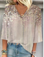 baratos Tops de Arte e Design Femininos-Mulheres Blusa Âmbar Floral Gráfico à moda Estilo Praia Manga Curta Decote V Tops regulares Diário Imprimir Cáqui Verão Primavera
