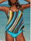 abordables Tankinis-Maillots de bain pour femmes Tankini 2 pièces Maillots de bain impertinents Dos nu Vacances Plage Graphique géométrique Col en U Sans manches Maillots de bain