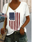 cheap Independence Day Top-Women&#039;s Patriotic  T Shirt Flag American Flag National Flag Casual Red White And Blue Short Sleeve Round Neck Regular Tops Daily Print Blue Summer