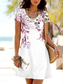 abordables Vestido Floral-Mujer Mini vestido Vestido estilo camiseta Vestido de una línea Vestido de verano Casual Diario Ajuste regular Floral Graphic Manga Corta Cuello redondo Rosa Azul Piscina Verde Trébol Verano Primavera