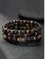 preiswerte Herrenschmuck-handgefertigtes Armband-Set aus Natursteinperlen für Männer – Wickelarmband aus Holz und Türkis im Boho-Surfer-Stil, verstellbarer Tribal-Schmuck für Strand, Reisen und Freizeit