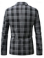 billige Herre Klassiske Blazere-Herre Eksamen Blazer Virksomhet Cocktailfest Bryllupsfest Mote Fritid Vår Høst Polyester Ruter Lomme Knapper Bekvem Enkeltkneppet Blazer Grå