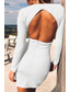 ieftine Rochii de absolvire-Pentru femei Rochie Mini Rochie albă Rochie de absolvire Bodycon Modă Modern În aer liber Zi de Naștere Absolvire Fit regulat Simplu Manșon Lung V Adânc Negru Alb Roșu-aprins Vară