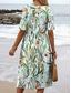 abordables Robe Fleurie-Femmes Robe Midi Robe fourreau Robe d&#039;été Vacances Occasionnel Vacances Quotidien Coupe régulière Fleuri Graphique Manche Courte Encolure en V Vert Été