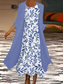 cheap Floral Dress-Women&#039;s Graduation Dress Maxi Dress Dress Set Summer Dress Vacation Casual Ombre Floral Print 3/4 Length Sleeve Crew Neck Wedding Guest Birthday Blue Sky Blue Light Purple Summer Spring Regular Fit