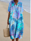 ieftine Rochii florale-Pentru femei Rochii Midi Rochie de Vară Rochie de vară Vacanță Casual Stiluri de Plajă Ieșire Potrivire Largă Floral Grafic Manșon Jumate În V Albastru piscină Vară