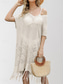 cheap Beach Dresses-Women&#039;s Swimsuits Cover Up Swim Dress Swimsuit Cut Out Fringe Vacation Beach Wear Solid Color V Neck Short Sleeves Bathing Suits