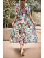 cheap Elegant Floral Dresses-Women's Midi Dress Graduation Dress Floral Dress Fashion Outdoor Graduation Going out Regular Fit Flower Short Sleeve V Neck Blue Black Light Green Red Summer