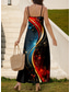 preiswerte Kunst &amp; Design Kleider-Damen Maxi Kleid Sommerkleid A-Linie Kleid Slip Kleid Urlaub Lässig Urlaub Alltag Strand Reguläre Passform Ombre Grafik Geometrisch Ärmellos V-Ausschnitt Rot Sommer Frühling