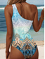 abordables Maillots une pièce-Maillots de bain femmes Monokini une pièce Maillots de bain Sans dos Contrôle du ventre Taille haute Slim Vacances Vêtements de plage Graphique Géométrique Cou coupé asymétrique Sans manches Maillots