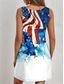 billiga Självständighetsdag Klänning-Independensdagen Kvinnors Patriotiska Fjärde Juli Mini Klänning Sundress A-linje Klänning Sommar Klänning Semester Casual Dagslös Passform Grafisk Flagga Ärmlös U-hals Blå Sommar