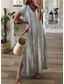 abordables Art &amp; Design Robes-Femmes Robe maxi Robe d&#039;Été Robe trapèze Vacances Occasionnel Sortir Plage Coupe régulière Fleuri Graphique Manche Courte Col en V Bleu Vert Printemps Automne