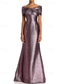 cheap Floor Length-Mermaid / Trumpet Mother of the Bride Dress Elegant Vintage Simple Off Shoulder Floor Length Metallic Jacquard Sleeveless with Bow(s)