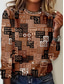 cheap Boho tee-Women&#039;s T Shirt Floral Tribal Fashion Modern Long Sleeve Crew Neck Regular Tops Daily Print Orange Brown Gray Summer