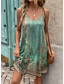 tanie Sukienka boho-Damskie Sukienka mini Sukienka A line Letnie sukienki Sukienka na ramiączkach Sukienka z odkrytymi ramionami Urlop Codzienny Urlop Codzienny Regularny Kwiaty Graficzny Bez rękawów W serek Zielony Lato
