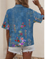 cheap Floral Tops-Women&#039;s Shirt Long Sleeve Button Down Blouse Floral Graphic Daily Stylish Short Sleeve Shirt Collar Regular Tops Daily Blue Orange Green Rose Pink Summer Spring