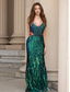 cheap Prom Dresses-Mermaid / Trumpet Prom Dresses Elegant Dress Formal Wedding Floor Length Sleeveless Spaghetti Strap Sequined with Embroidery