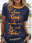ieftine Umor &amp; Citate tricou-Pentru femei Tricou Grafic Scrisă Casual Manșon scurt Rotund Topuri obișnuite Zilnic Sfârșit de săptămână Imprimeu Negru Bleumarin Albastru piscină Trifoi Vară Primăvară