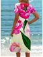 abordables Robe Fleurie-Robe mini femme robe évasée robe t-shirt robe tee vacances plage décontractée quotidienne ajustement régulier graphique floral à manches courtes col ras du cou rose été printemps