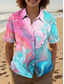 cheap Art&amp;Design Tops-Women&#039;s Shirt Graphic Marble Daily Stylish Short Sleeve Shirt Collar Regular Tops Daily Blue Summer Spring