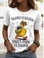 cheap Humor&amp;Quotes tee-Women&#039;s T Shirt Graphic Animal Letter Stylish Casual Short Sleeve Round Neck Regular Tops Daily Weekend Print Black White Pink Blue Sky Blue Summer Spring Duck