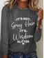 cheap Humor&amp;Quotes tee-Women&#039;s T Shirt Graphic Letter Casual Long Sleeve Crew Neck Regular Tops Daily Print Black White Pink Gray Spring Fall