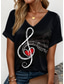 cheap Art&amp;Design tee-Music Festival Women&#039;s T Shirt Graphic Music Casual Short Sleeve V Neck Regular Tops Daily Weekend Vacation Wear Print Black Summer