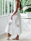 cheap White Casual Dresses-Women&#039;s Midi Dress Cotton Linen Dress Slip Dress Boho Dress Basic Classic Modern Vacation Holiday Going out Regular Fit Plain Sleeveless Spaghetti Strap White Summer