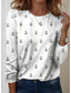 cheap Art&amp;Design tee-Women&#039;s T Shirt Ocean Elegant Casual Long Sleeve Crew Neck Regular Tops Daily Going out Beach Wear Print White Navy Blue Summer Spring