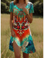tanie Sukienki boho-Kobieca Sukienka Mini Sukienka A Linia Sukienka T-Shirt Sukienka Tee Sukienka Sundress Wakacje Casual Boho Wakacje Codzienna Regularna Dobrana Ombre Geometria Paisley Krótki Rękaw Okrągły dekolt