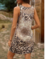 cheap Art&amp;Design Dress-Women&#039;s Mini Dress A Line Dress Summer Dress Off The Shoulder Dress Vacation Casual Daily Loose Fit Graphic Leopard Letter Sleeveless U Neck Camel Summer