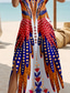 preiswerte Boho Kleider-Damen Maxikleid Sommerkleid A-Linie Kleid Sommerkleid Urlaub Lässig Urlaub Alltag Reguläre Passform Floral Grafik Kurzarm V-Ausschnitt Rot Frühjahr Herbst