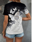 cheap Animals tee-Women&#039;s T Shirt Graphic Butterfly Stylish Casual Short Sleeve Round Neck Regular Tops Daily Weekend Print Black and White Summer Spring