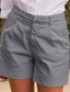cheap Cotton Linen Shorts-Women&#039;s Linen-Inspired Shorts Shorts Slacks Streetwear Casual Short Natural Plain Zipper Pocket Buckle Breathability Soft Comfortable Micro-elastic Street Going out Navy Black White Khaki Summer