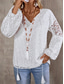 cheap Lace Tops-Women&#039;s Blouse Solid Color Elegant Daily Stylish Long Sleeve V Neck Regular Tops Daily Lace White Summer Spring