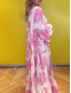 abordables Vestidos florales elegantes-Mujer vestido largo vestido largo Vestido informal Vestido de Columpio Vestido de verano Elegante Moda Moderno Diario Playa Fin de semana Ajuste regular Floral Manga Larga cuello partido Rosa Rojo