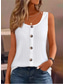 olcso Egyszerű ujjatlan felső-Női camisole trikó egyszínű sima elegáns hétköznapi ujjatlan kerek nyakú mindennapi nyári gombos fehér kék